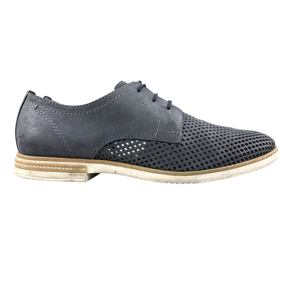 Tamaris Women's Size 38 (7) Detmold Grey Leather Lace-Up Loafers Dress Shoes
